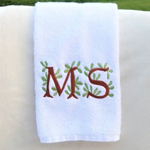 Hand Towel Custom Embroidered Personalized Monogram Embroidered White Kitchen Towel