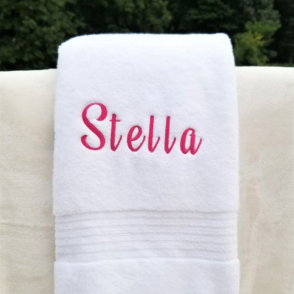 Bath Towel Monogram Name Embroidered Personalized Luxury Bath Towel