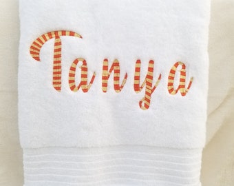 Bath Towel Monogram Name Custom Embroidered Personalized Towel