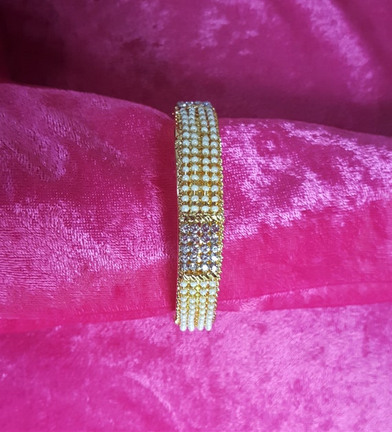 Pearl Beaded Rhinestone Bangle - image 6