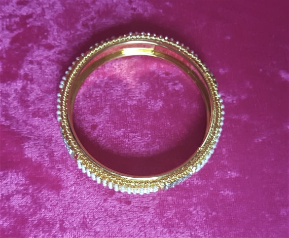 Pearl Beaded Rhinestone Bangle - image 2