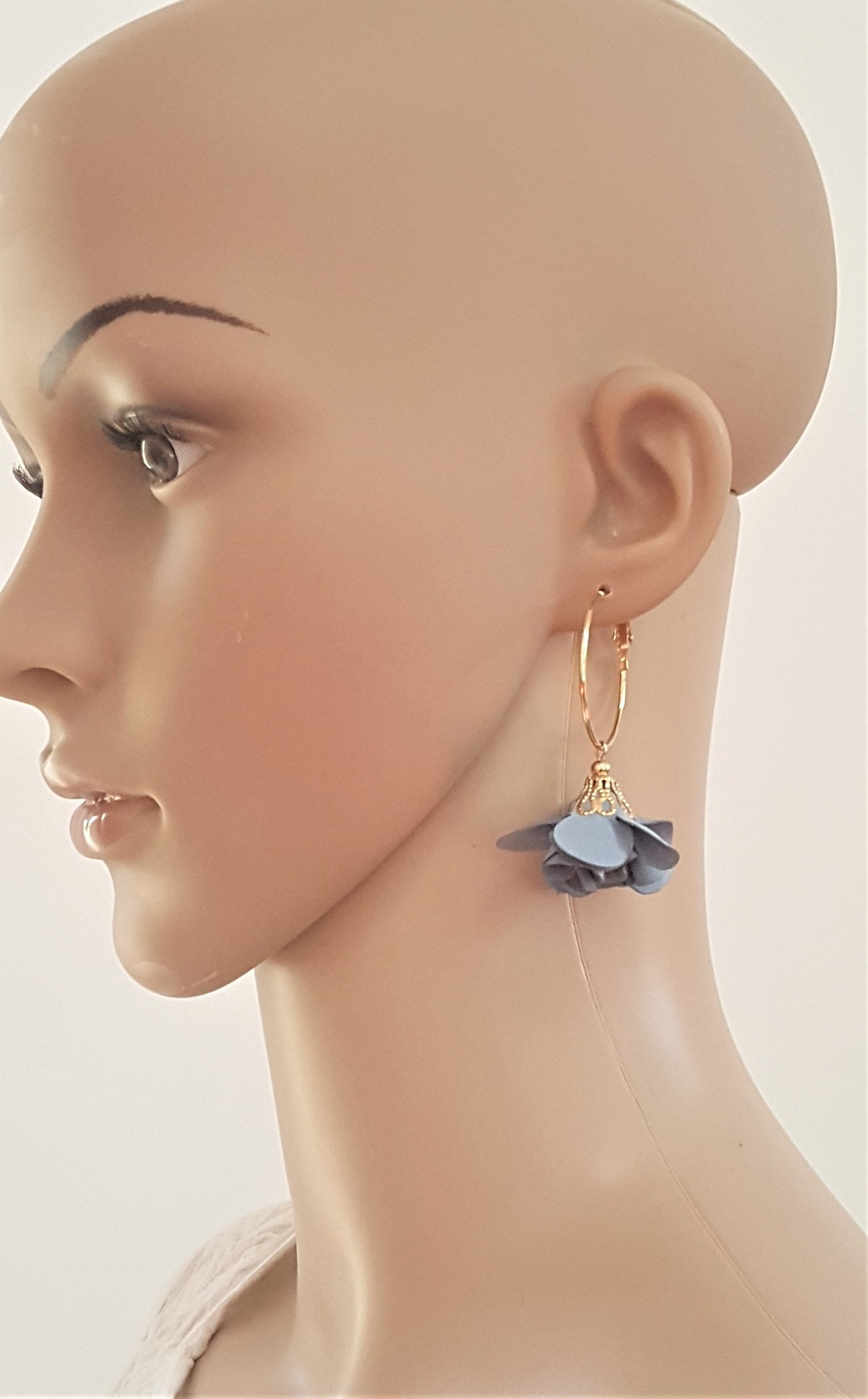 Pendientes de moda Floral flor borla oro aro pendientes de Etsy México