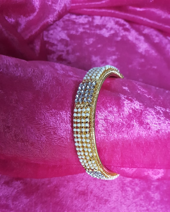 Pearl Beaded Rhinestone Bangle - image 5