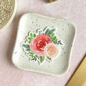 Adesivo de rosas, decalque de vinil, adesivo de rosas em aquarela, presente botânico para amantes de flores, presente de aniversário de papelaria, arte botânica