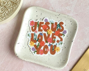 Jesus Loves You Sticker, Vinyl Decal, Sticker for Bible and Journal, Christian Gift for Women, Gift for Bible study leader