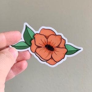 California Poppy Sticker, Vinyl Decal, Wildflower Sticker, Super Bloom art, digital botanical art, gift for Californians image 5