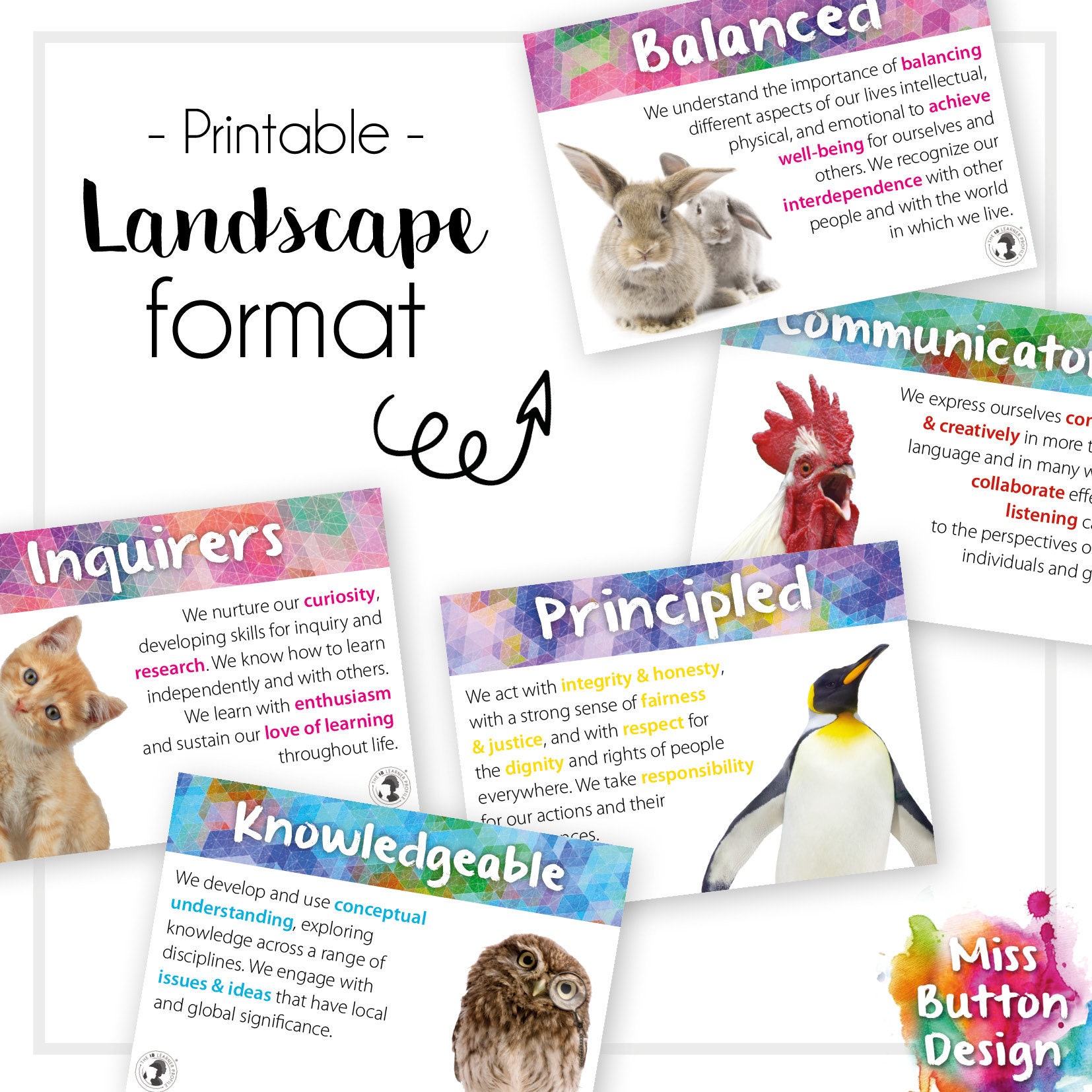 Printable IB MYP Learner Profile Posters Landscape Etsy Printable IB MYP Learner Profile Posters Landscape Etsy