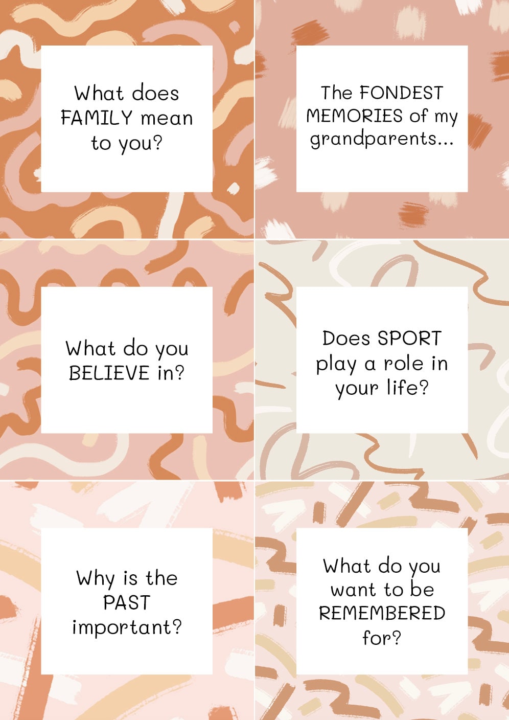 Conversation Starter Ice Breaker Cards Abstract Neutral Design Etsy