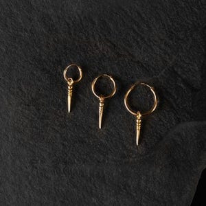 Tiny Phurba | Charm Hoop Earrings - Gold