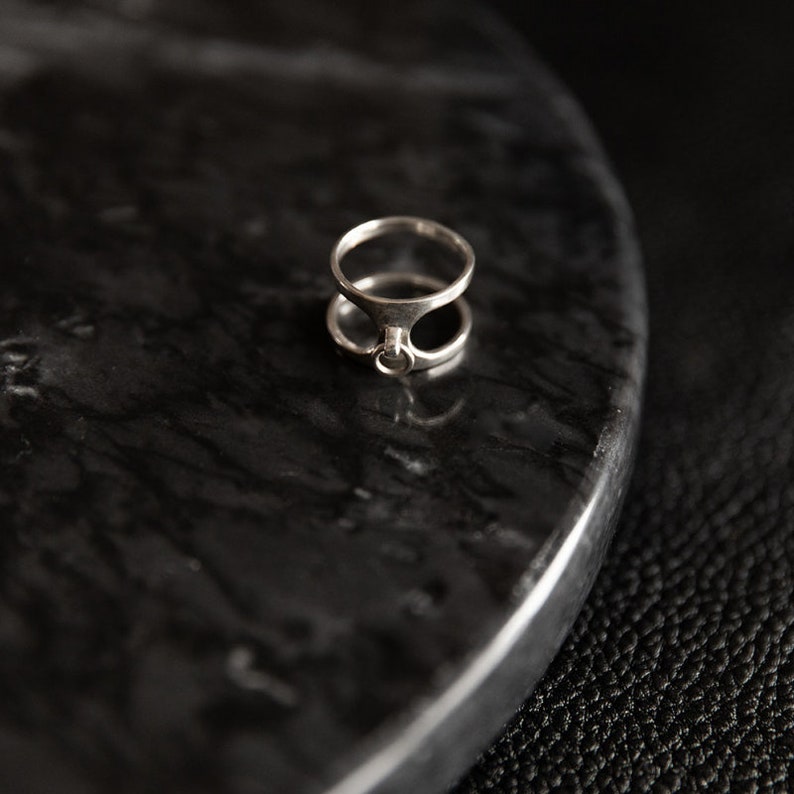 Handmade Ring Double Band Artisan India Stacking Cage Fusion Sterling Silver 925 Mystic Stackable Rajasthan