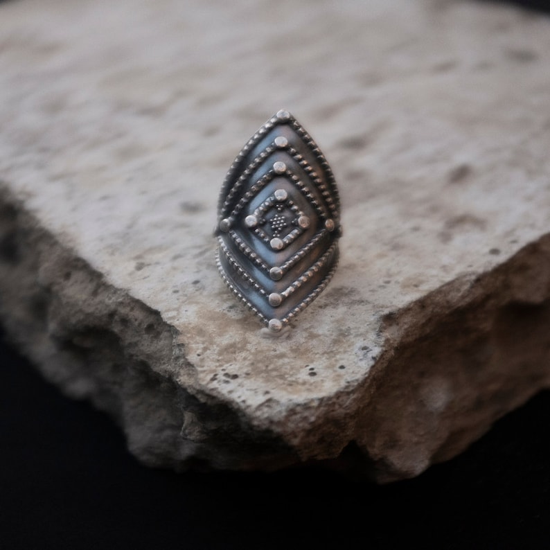 Gothic Traditional Christmas Armor Gypsy Boho Massive Ring India Gift Warrior Ashvins Elf Tribal Fusion Sterling Silver 925