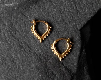 Beaded Chevron | Hoop Earrings - Gold