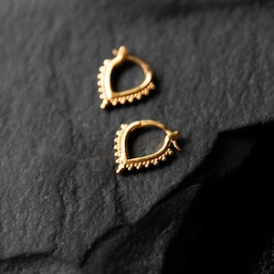 Beaded Chevron | Hoop Earrings - Gold