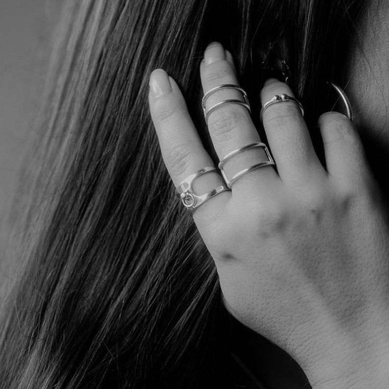 Handmade Ring Double Band Artisan India Stacking Cage Fusion Sterling Silver 925 Mystic Stackable Rajasthan