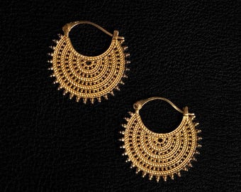Afghan Lace | Hoop Earrings - Gold