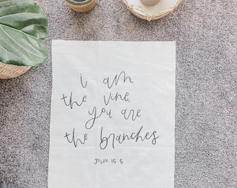 Hand Painted Canvas Banner | Bible Verse Home Decor | John 15:5