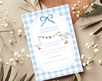 Silly Goose 1st Birthday Invitation | Cottage Theme (Digital Download)