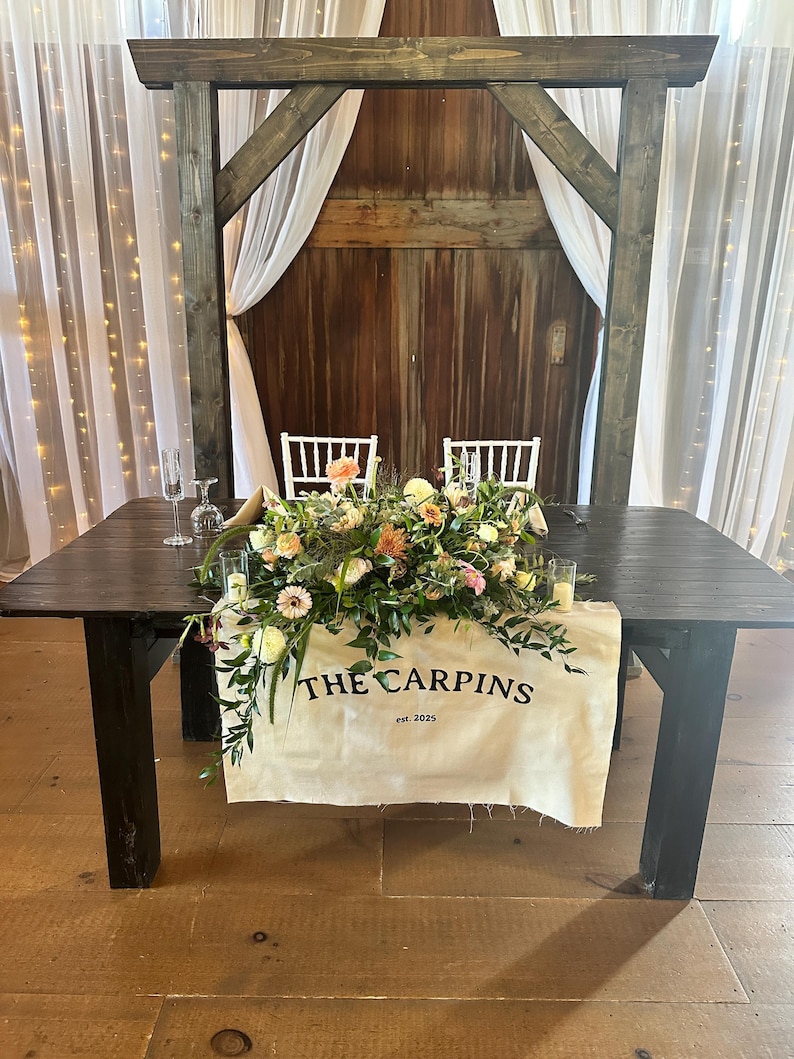 Hand-Painted Canvas Sweetheart Table Banner | Personalized Wedding Decor image 5