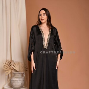 Boho Fashion Silk Kaftan Shirt Dress - Kaftan Dress for Women, Stylish Kaftan Dress, Kaftan Fusion for Women, Latest Designer Kaftan Dress