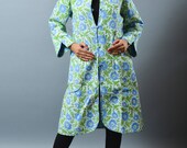 Kantha Quilted Cotton Jacket - Reversible Handmade Floral Design Jacket - Bohemian Hippie Long Kimono Jacket - Indo Western Handmade JAcket