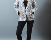 Floral Print Kantha Jacket - Ladies Fashion Indo Western Jacket - Bohemian Quilted Jacket - Cotton Handmade Jacket -Tribal Boho Hippie Gypsy