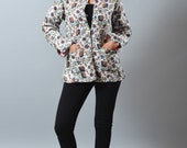 Reversible Kantha Quilt Jacket - Floral Design - Handmade Jacket - Ladies Fashion Wear Indo Western Jacket - Winter Wear Kimono Jacket -Boho