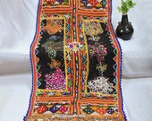 Vintage Bohemian Rabari Shawl - Traditional Gujarati Dhabdi - Kutch Hand Work Shawl - Multi Colored Mirror Work Stole - Woolen Shawl