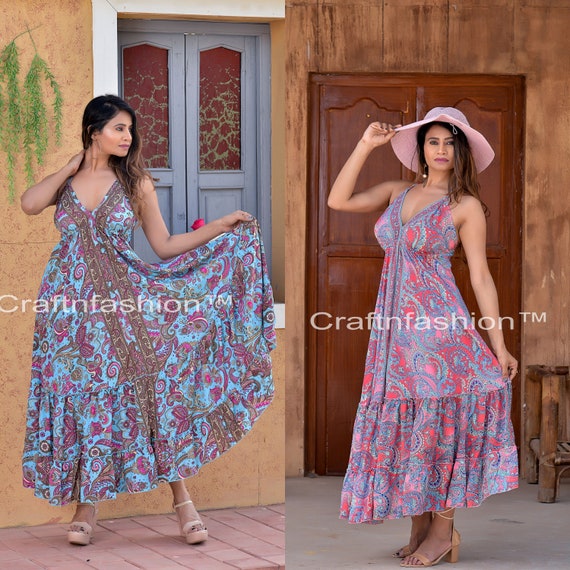 Summer Wear Halter Neck Dress Women Silk Maxi Dress Long Beach