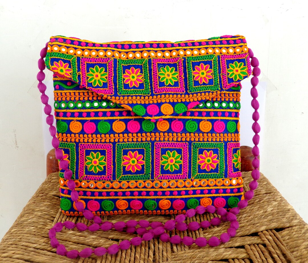 Gujarati Traditional Rabari Work Clutch Purse Indian Mirror Etsy