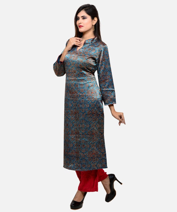 ajrakh kurta designs