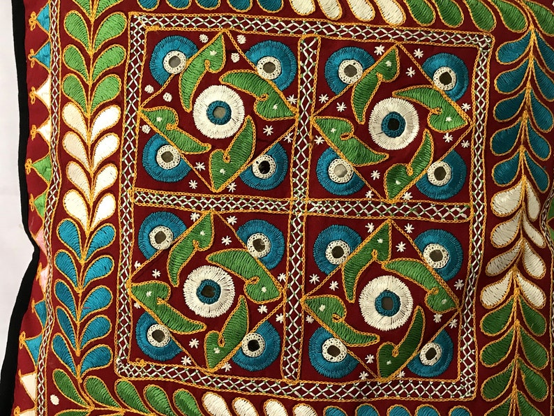 Traditional Gujarati Embroidery Cushion Covers Floral Etsy