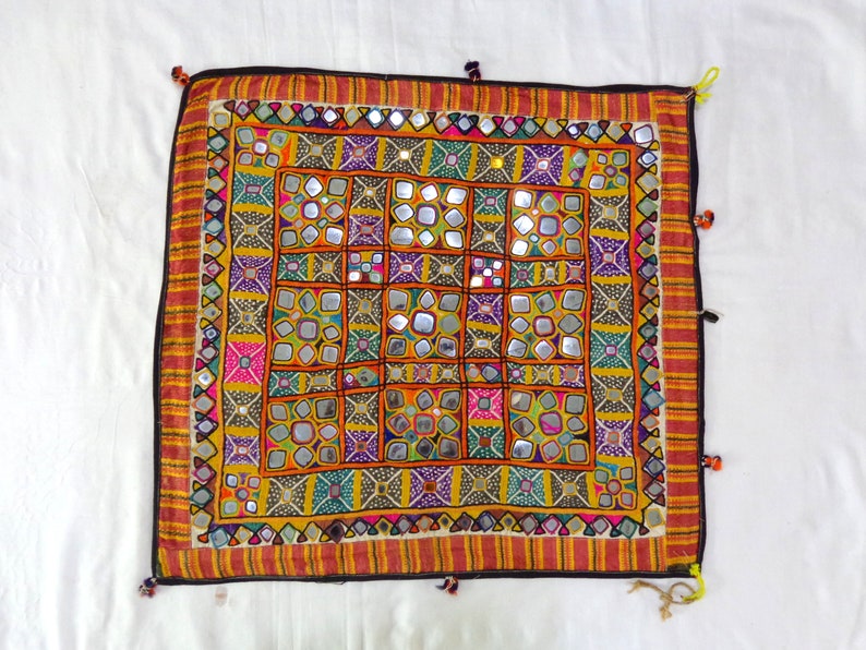 Gujarati Gamthi Wall Decor Tapestry Kutch Mirror Work Chakla Etsy