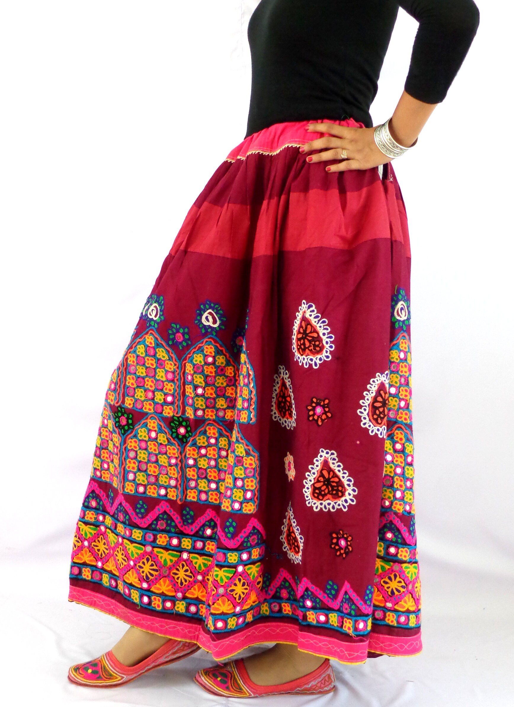 Mirror Work Embroidered Banjara Skirt Indian Dandiya Dance | Etsy