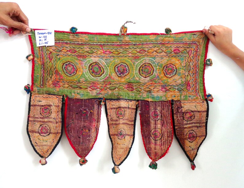 Vintage Cotton Kutch Embroidery Wall Hanging Handmade Mirror Etsy