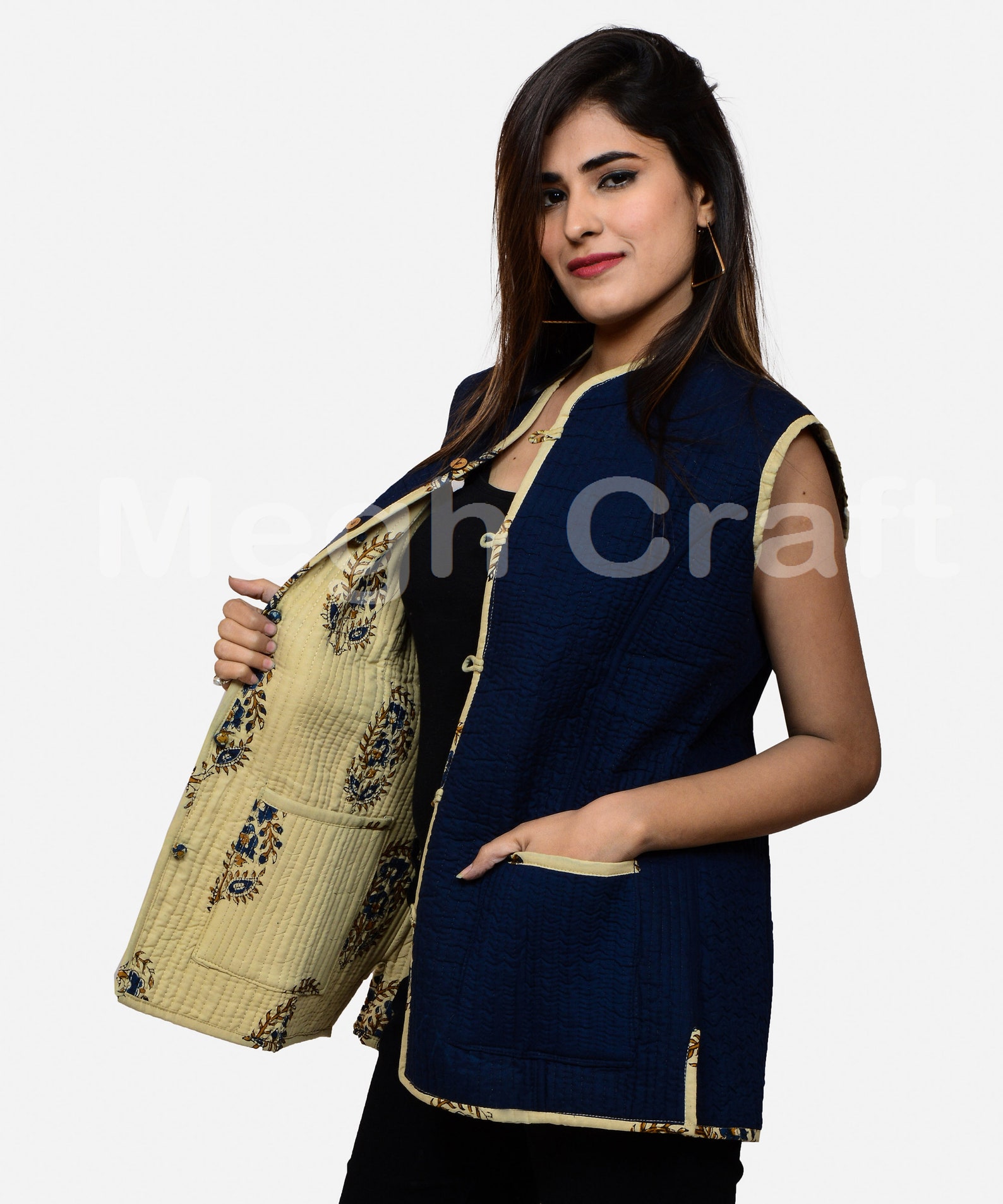 Fashion Wear Sleeveless Quilted Reversible Jacket Indo Etsy