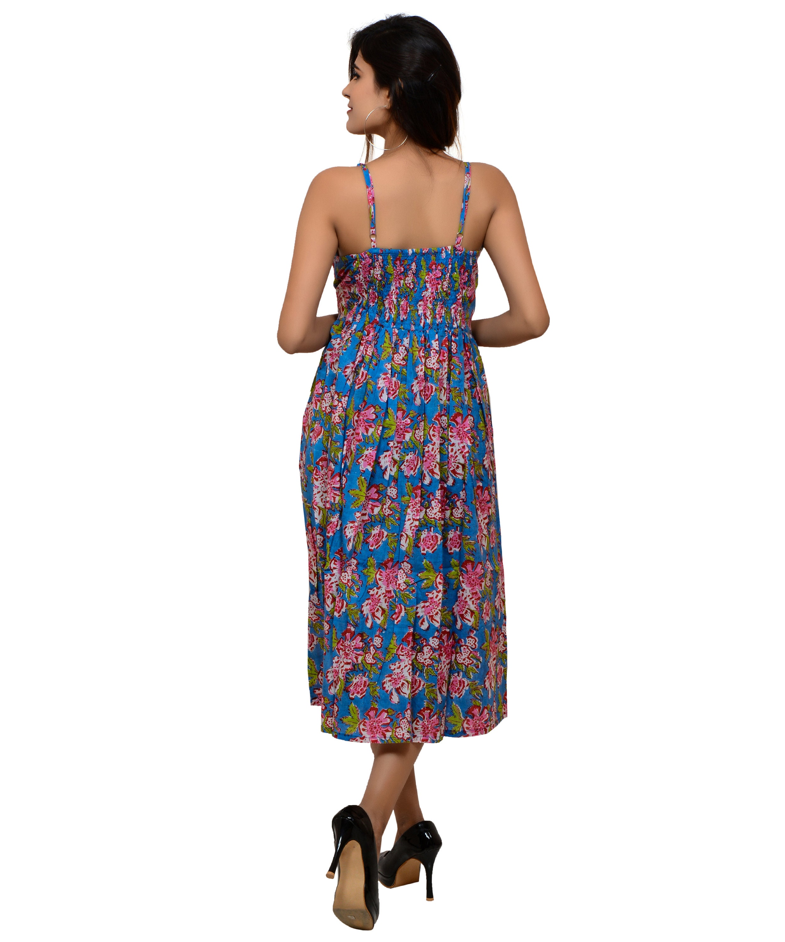 Floral Hand Block Printed Dress Natural Cotton Block Print Etsy