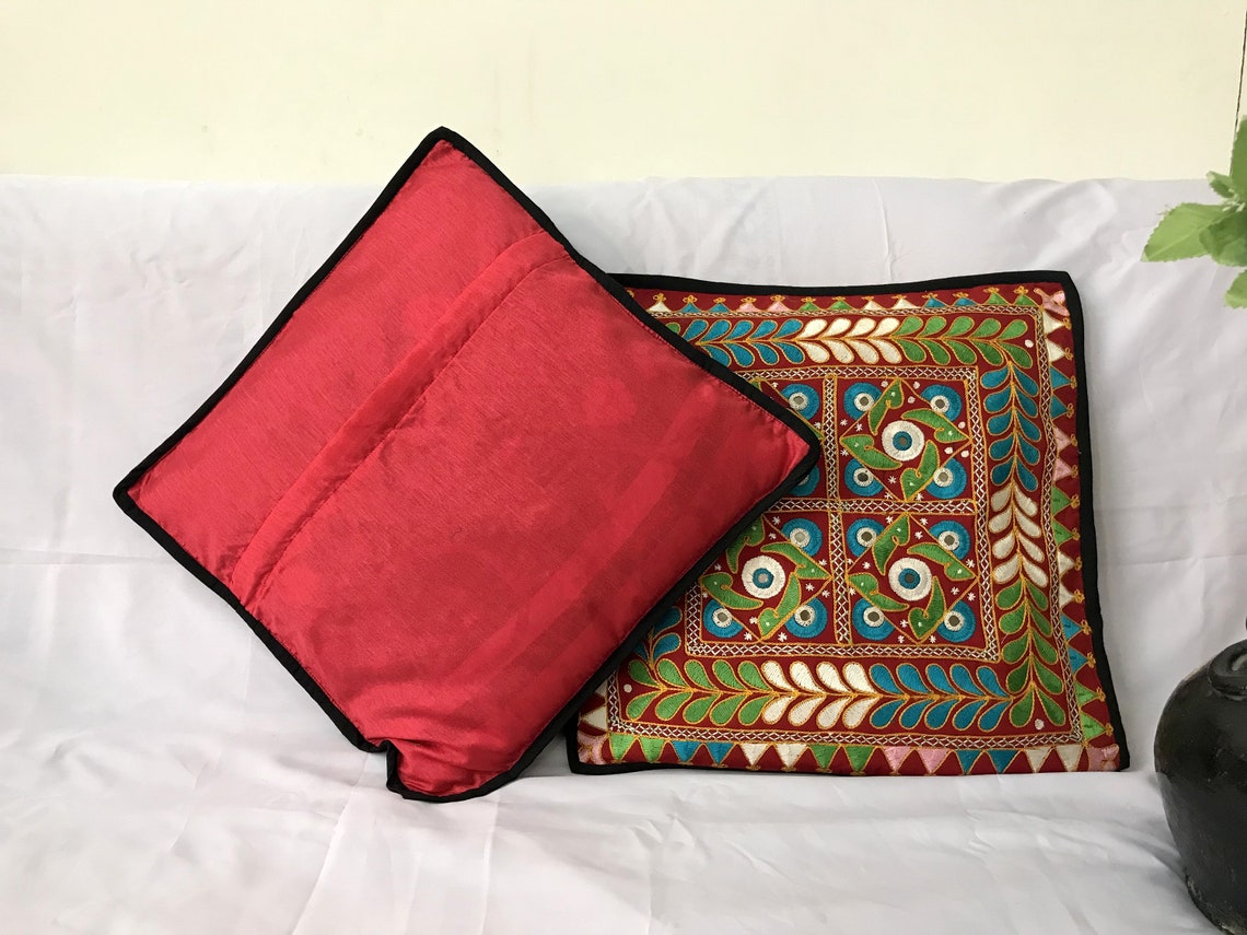 Buy Traditional Gujarati Embroidery Cushion Case Floral Online in India