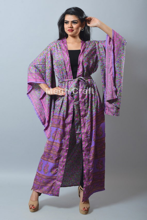 Silk Floral Kimono Cardigan Loose Fit Summer Cardigan Boho | Etsy
