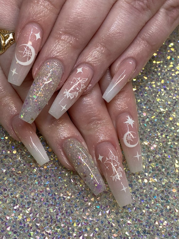 Moon and Stars Nail Decals Etsy