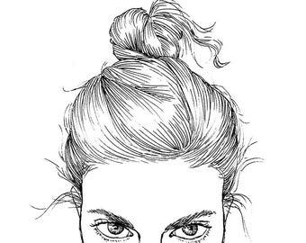 Hair Bun Drawing Etsy