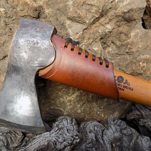 Gansfors bruks Small Forest axe over strike protector tan