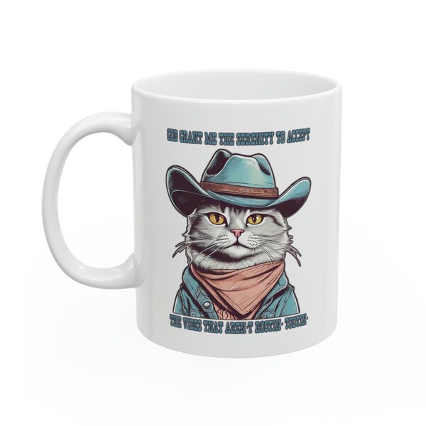 Rootin Tootin Cat Cowboy Ceramic Mug, 11oz