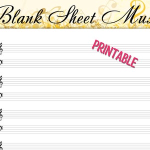 Printable Sheet Music for Letter/A4 & FREE COVER, Blank Sheet Music Printable, Piano Staff Paper, Blank Music, Staff Paper, Instant Download