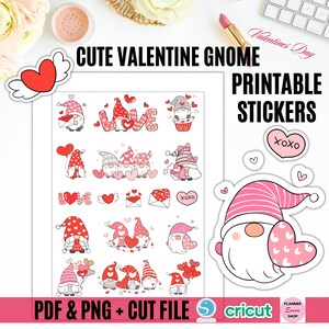 Cute Valentine Gnome Printable Planner Sticker,Pet Sticker,Valentine Day Sticker,Planner Accessories,Dwarf,Printable Valentine,Valentine PNG