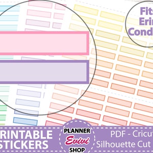 Etichette Stampabili Planner Adesivi Rettangoli Scatole Erin Condren Planner Adesivi Funzionali-CUT FILES,Happy Planner Pdf Png Cricut