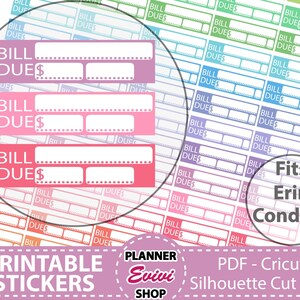 Rechnung druckbare Planer Budget Aufkleber, Bill Tracker, Bill Due Aufkleber, monatlicher Bill Tracker, Quittung