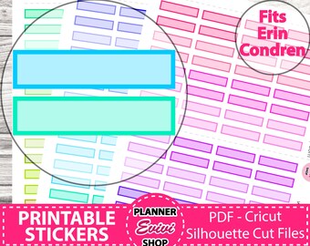 Cajas rectangulares Pegatinas de planificador imprimibles,Erin Condren Planner Stickers,EC Printable Stickers,Pegatinas funcionales-CUT FILES,Happy Planner
