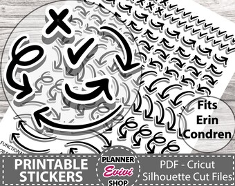 Freccia disegnata a mano, adesivi planner stampabili, doodles freccia FOILED, frecce orarie, segno freccia, frecce tinny, mini frecce, adesivi promemoria