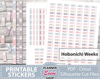HOBONICHI Weeks Weekly Date Strips Hobonichi Weeks Printable Stickers | Hobonichi Printables | Digital, Weekly Dates Date Strips Cute Files