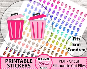 Planificador imprimible pegatinas-basura Erin Condren Planificador pegatina/Hobonichi /Cut File/Happy Planner Sticker/Bullet Journal/Passion Planner... etcetera